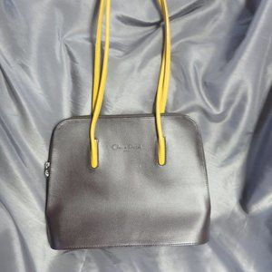 ❤️CLEO & PATEK PARIS Genuine Leather Brown and Mustard Handle Shoulder Bag Purse